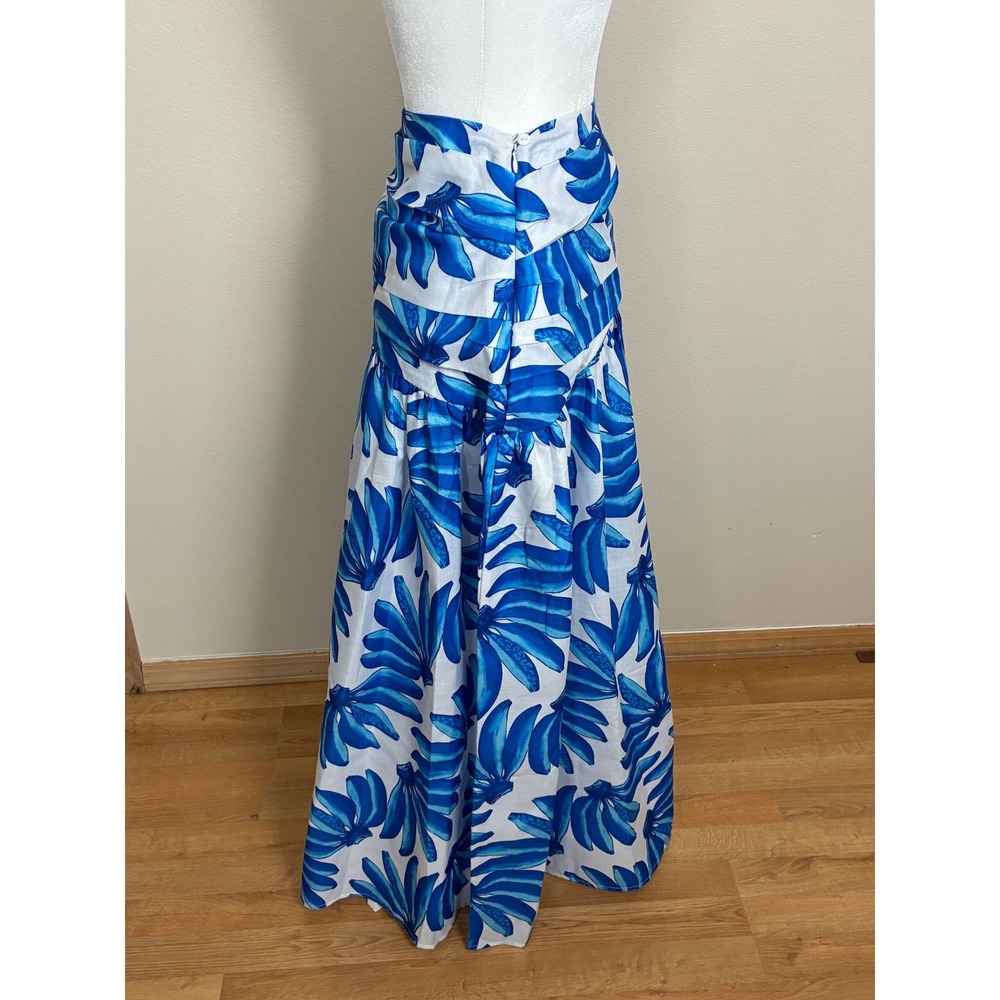 HT 360 Collective Blue Banana Leaf Tropical Maxi Skirt Size Small (P8) - Picture 4 of 13